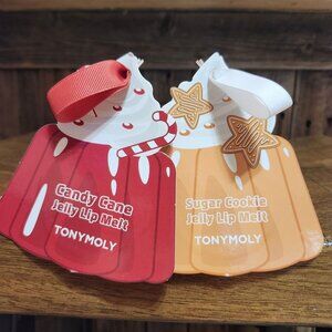 TONYMOLY Jelly Lip Melt Christmas Ornament 2-Pack Candy Cane & Sugar Cookie New